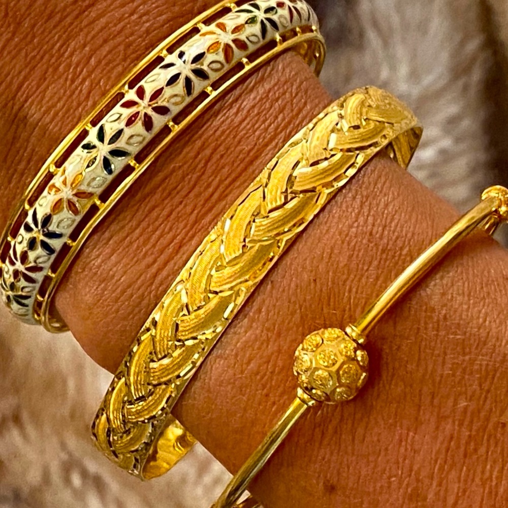 GORGEOUS Vintage 22K 916 Yellow Gold Fancy Weave Pattern 10mm Bangle 8” Bracelet